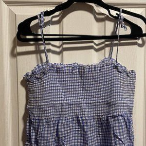 12H&M Ruffled Gingham Tank Top in Blue and White, US Size 12